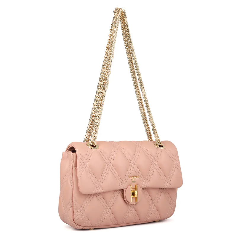 دا ميلانو حقيبة كتف جلد مبطنة متوسطة - خوخي